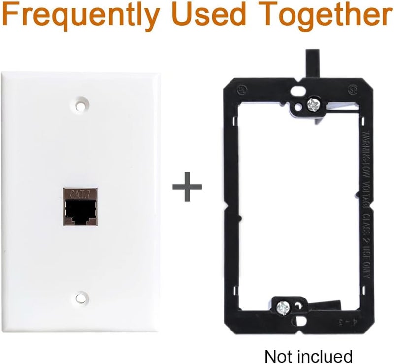 BOPLAT لوحة حائط إيثرنت CAT7 مفردة - 1 منفذ موصل شبكة CAT 7 RJ45 كاستان جاك مخرج لوحة حائط لـ CAT8/CAT7/CAT6 كابلات - أبيض - Image 2